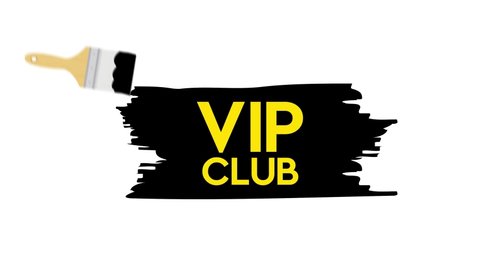 Banner with brushes, paints - VIP club. Motion graphics.