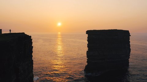 Downpatrick Head in Ballycastle in Co. Mayo during sunset Dún Briste sea stack Cliffs
