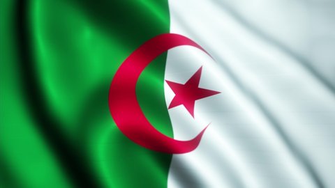 Video of the flag flying from the country of Algeria with a widescreen ratio (16:9). 4K UHD Animation