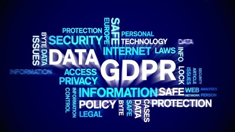 4k Data GDPR Animated Tag Word Cloud,Text Design big data Animation typography seamless loop. 