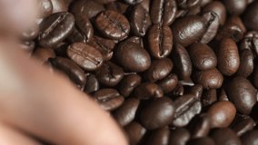 High quality video of taking coffee beans in real 1080p slow motion