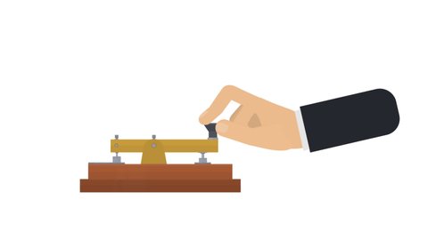 Telegraph key. Animation of the message transmission, the alpha channel is enabled. Cartoon