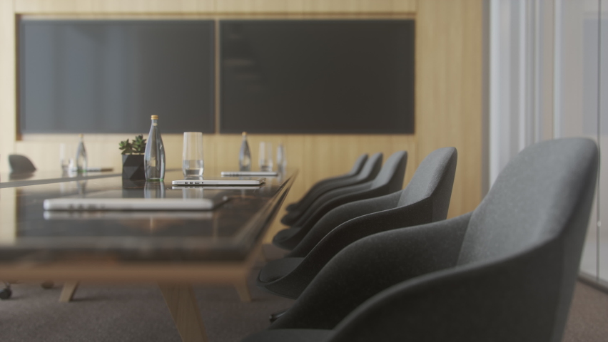 Conference Table In Meeting Room Close-Up Royalty-Free Stock Footage #1071289636