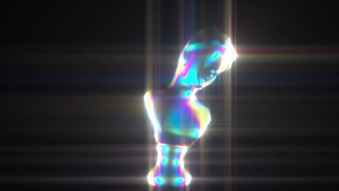 Abstract animation of the movement of a holographic antique female bust. Digital art nft. Seamless loop.