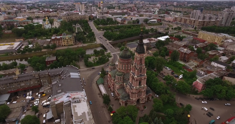 Cathedral of the Annunciation in Kharkov. High quality 4k footage