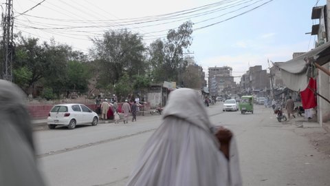 PESHAWAR, PAKISTAN - April 17 ,2021: Daily traffic , at Ramdas bazar, Peshawar  