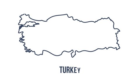 line animated map showing the state of Turkey from the united state of america. 2d map of Turkey.