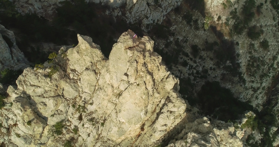 Mount Ai-Petri on the Crimean peninsula. Aerial view of high cliffs
