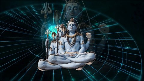 lord shiva statue animation with graphics
