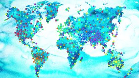 social viral marketing network community online media global business internet population world map art design illustration, 7 earth chakra location color watercolor painting stop motion 4k animation - Powered by Shutterstock - Get 15% off with code: PIKWIZARD15