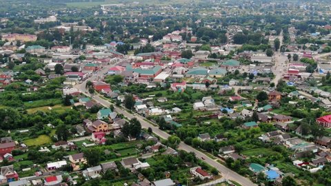 Aerial Panoramic View of Ryazhsk City from Above on a Summer Day
