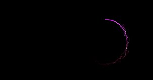 Animation appearance of infinity shape motion graphics. Futuristic pink neon lights on black wall background. Looped animation flicker flashing colorful neon lines light. 4K video modern interface