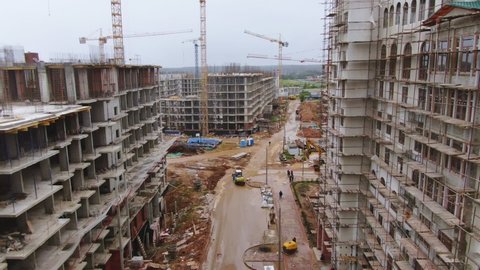 Aerial View of Vidny Gorod Residential Complex Construction