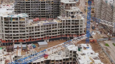 Aerial View of New Residential Complex Construction in Moscow