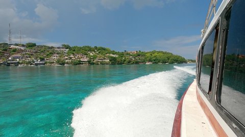 Point of view video of a speed boat rushing to Nusa Lembongan from the Sanur beach in Bali in Indonesia