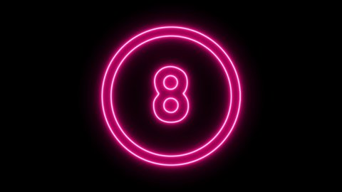 Linear Neon Animation Pink Number 8 Stock Footage Video (100% Royalty 