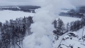 house fire aerial video in winter