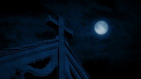 Old Wooden Spire On Church Building In Moonlight - Powered by Shutterstock - Get 15% off with code: PIKWIZARD15