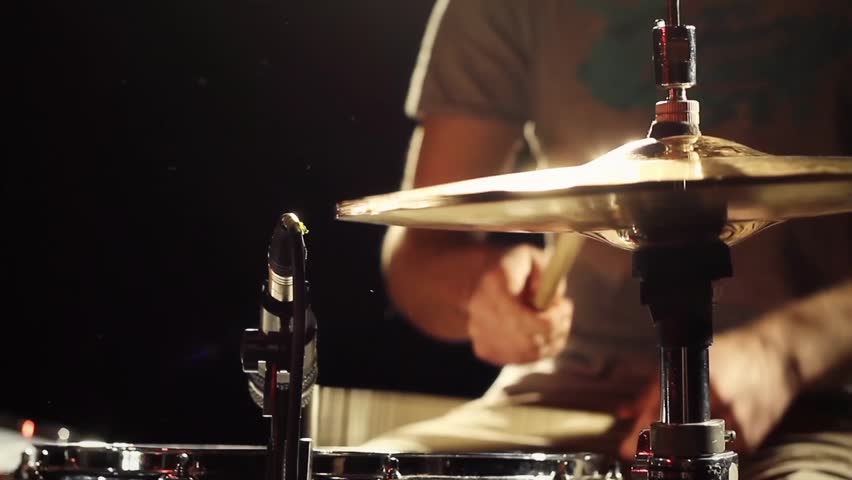 Anonymous Drummer Drumming on Stage - Close Up