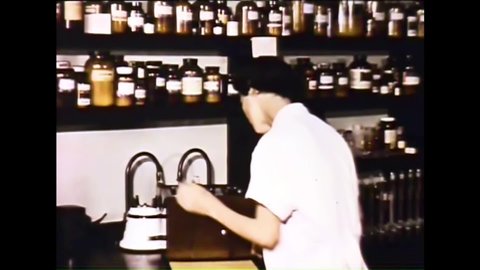 CIRCA 1950s - Scientists research the poisonous components that comprise insecticide in 1958 and its ill effects on people and society.