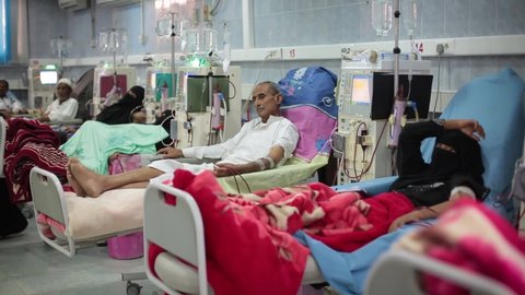 Taiz   Yemen 21 Jan 2018 : Yemenis in a dialysis hospital in Taiz, Yemen