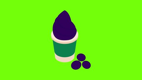 Frozen yogurt icon animation cartoon best object on green screen background