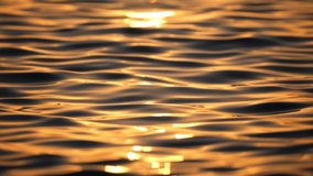 A seascape during sunset. Waves as a backdrop. Summer. Rest and relaxation. Nature video as background. Sunlight during sunset.