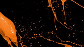 SlowMotion Orange Paint Flow and Splashing from right Side isolated on Black Background 4K with Luma Channel - Powered by Shutterstock - Get 15% off with code: PIKWIZARD15
