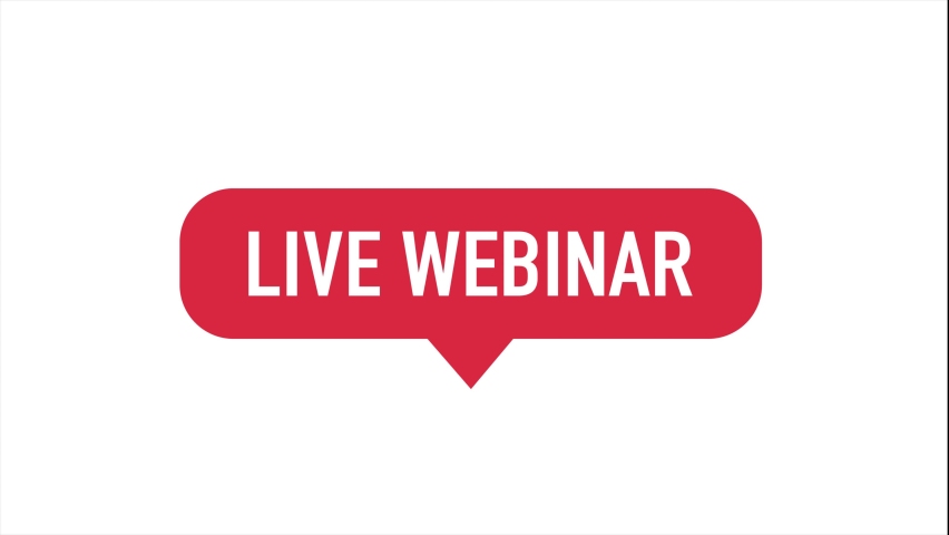 Live Webinar Button animated icon, label. Red button motion