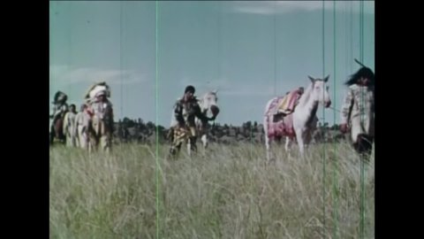 CIRCA 1960s - Horses are introduced to North America, and plains Indians come to domesticate them (as depicted in 1966).