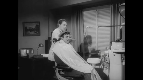CIRCA 1960 - In this horror comedy a man is treated by a sadistic dentist and they get into a fight.