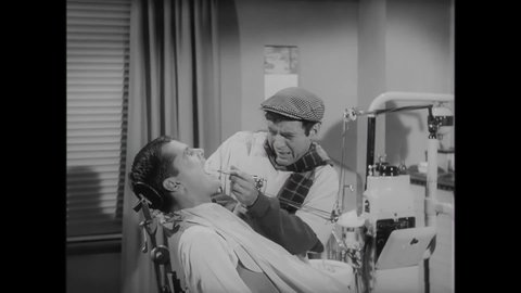 CIRCA 1960 - In this horror comedy, a man posing as a dentist pulls the teeth of a sadistic patient (Jack Nicholson) who likes to feel pain.
