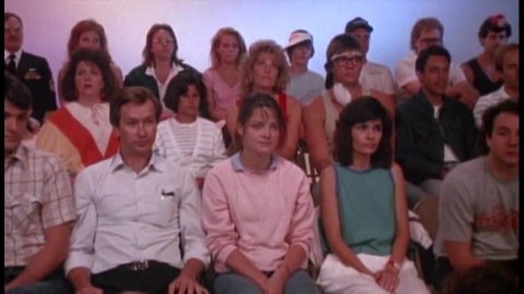 CIRCA 1987 - In this horror comedy, a death row convict on a game show will have his head chopped off if he fails to answer a question correctly.