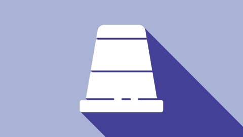 White Thimble for sewing icon isolated on purple background. 4K Video motion graphic animation.