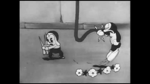 CIRCA 1933 - Chaos ensues when someone switches the water and electrical circuits in Oswald the Lucky Rabbit's home in this animated film.