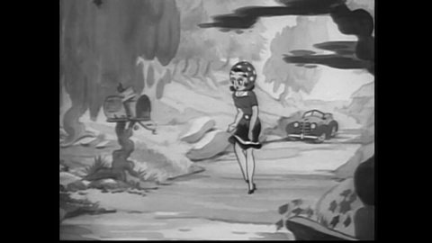 CIRCA 1939 - In this animated film, Betty Boop is held at gunpoint by hillbillies when her car breaks down near their land.