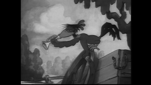 CIRCA 1939 - In this animated film, hillbillies mistake the sound of Betty Boop's car trouble for gunshots.