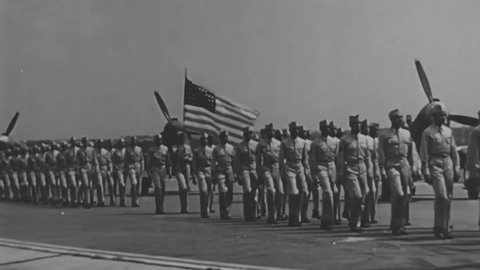 CIRCA 2021 - Archival black and white clips of the 332nd Expeditionary Wing and the African American Tuskegee Airmen.