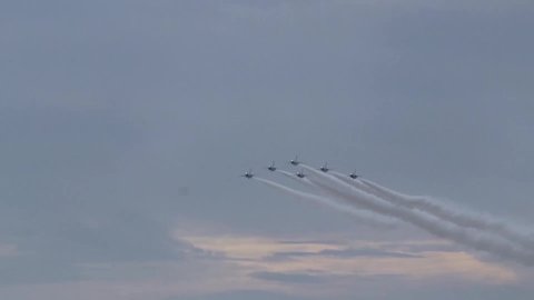 CIRCA 2020 - U.S. Air Force Thunderbird fighter jet aerial acrobatic team cockpit footage, ground crew, air show, formation flying.