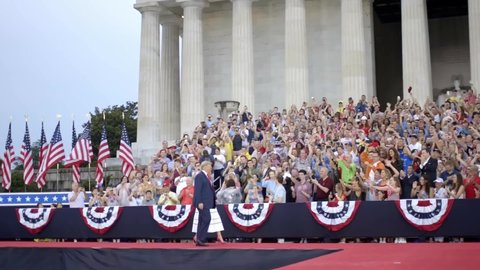 CIRCA 2020s - President Donald Trump and First Lady Melania Trump host Salute to America for veterans on the Mall in Washington, DC.