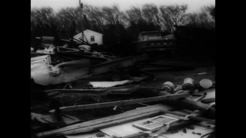 CIRCA 1967 - Destruction is left in the wake of a tornado that ripped through Minnesota.