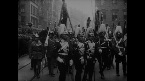 CIRCA 1930 - A military processional is held for Prince Leopold's state funeral in Munich, Germany.