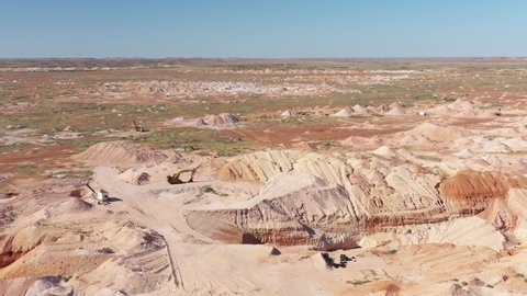 COOBER PEDY, SOUTH AUSTRALIA - CIRCA 2020 - Excellent aerial shot of an opal mining site in Coober Pedy, South Australia.