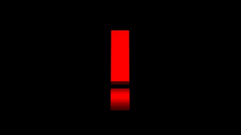 3d animation of the rotation of the red exclamation mark on a transparent background. 4k motion