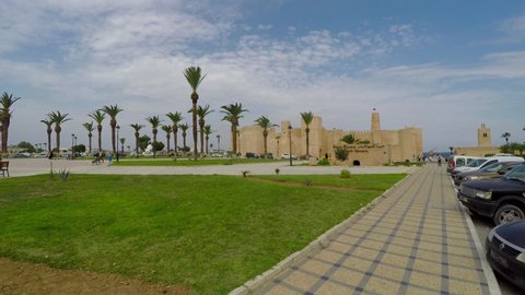 Monastir, Tunisia - SUMMER, 2018: Fortress Ribat In Monastir City. Tunisia. Shot in 4K (ultra-high definition (UHD)).
