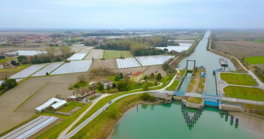 An artificial water canal for the passage of cargo ships