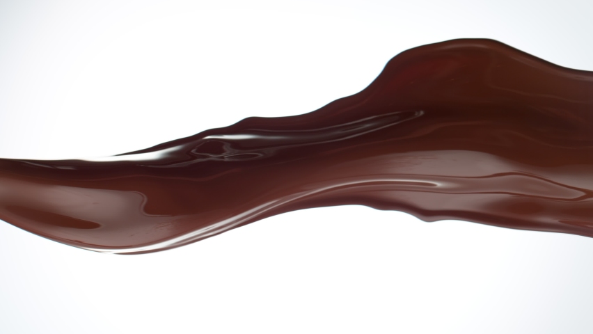 Super Slow Motion Shot of Waving Chocolate Splash Isolated on White Background at 1000 fps. Royalty-Free Stock Footage #1071469258