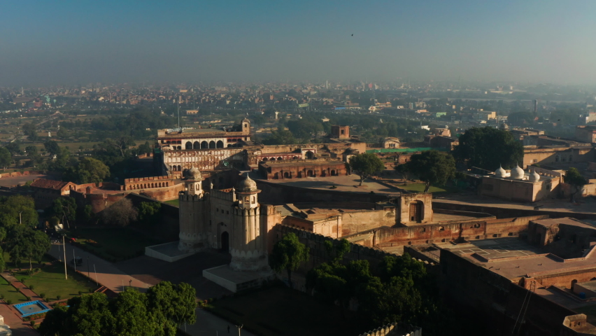 Aerial View Of Citadel Of Lahore Fort At Sunrise In Lahore, Punjab, Pakistan.