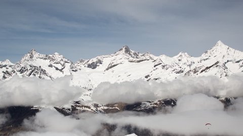 4k timelapse of the amazing matterhorn and surrounding mountains in the Swiss Alps with fantastic cloud formations