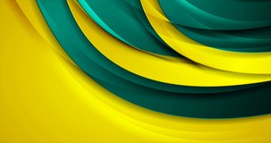 Bright yellow and green abstract glossy waves corporate motion background. Seamless looping. Video animation 4K 4096x2160